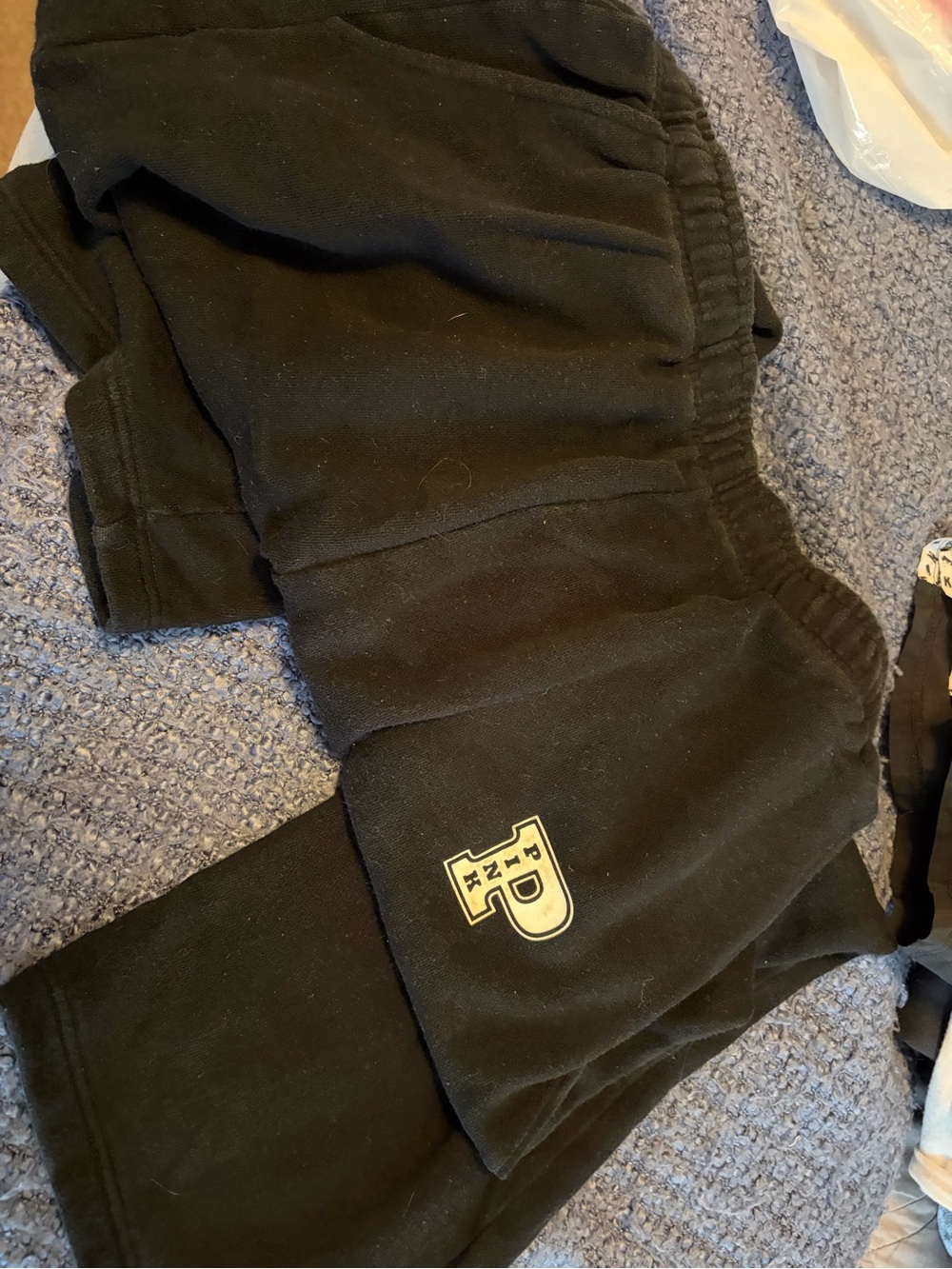 PINK Victoria's Secret Black Wide Leg Sweatpants with PD Patch